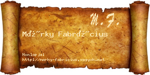 Márky Fabrícius névjegykártya